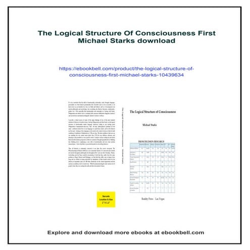 The Logical Structure Of Consciousness First Michael Starks