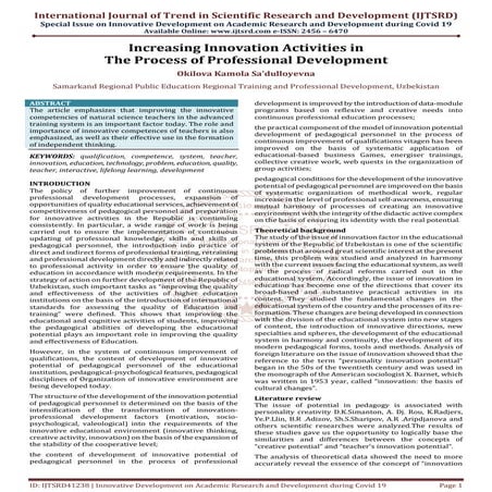 Increasing learning innovation through developing teachers’ basic ...