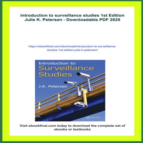 Introduction to surveillance studies 1st Edition Julie K. Petersen
