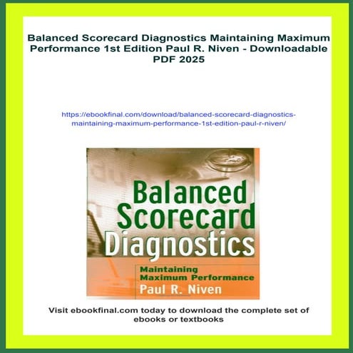 Balanced Scorecard Diagnostics Maintaining Maximum Performance 1st Edition Pa...