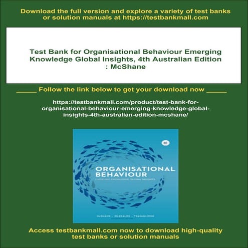 Test Bank For Organisational Behaviour Emerging Knowledge Global
