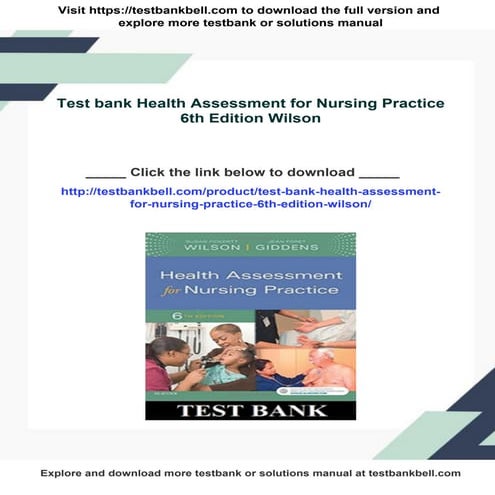 Test bank Health Assessment for Nursing Practice 6th Edition Wilson | PDF