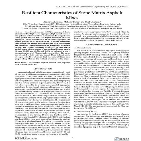 Resilient Characteristics of Stone Matrix Asphalt Mixes