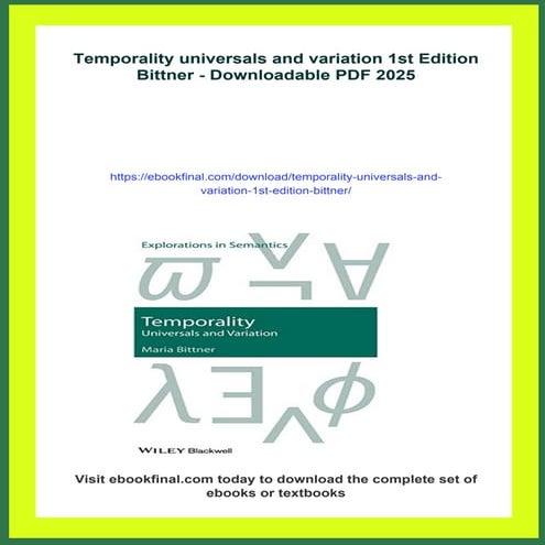 Temporality universals and variation 1st Edition Bittner