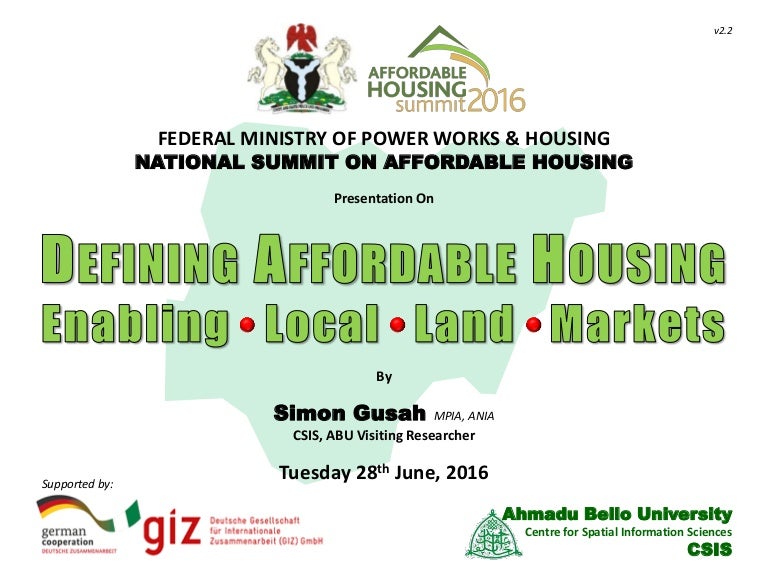 Defining Affordable Housing in Nigeria. v2.2.sg01.07.16