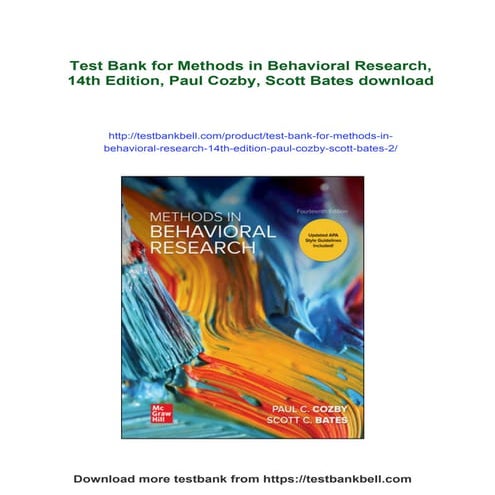 Test Bank for Methods in Behavioral Research, 14th Edition, Paul Cozby ...