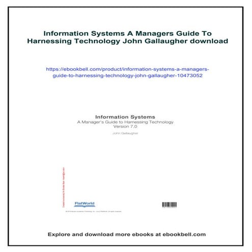Information Systems A Managers Guide To Harnessing Technology John Gallaugher