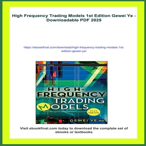 High Frequency Trading Models 1st Edition Gewei Ye