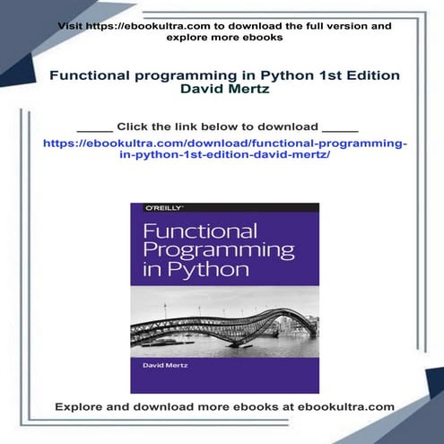 Functional programming in Python 1st Edition David Mertz | PDF