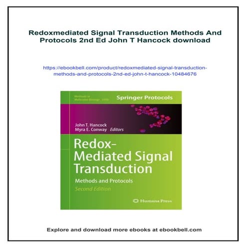 Redoxmediated Signal Transduction Methods And Protocols 2nd Ed John T ...