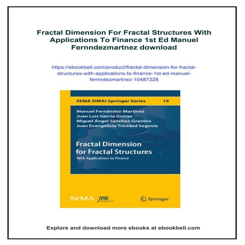 Fractal Dimension For Fractal Structures With Applications To Finance 1st Ed ...
