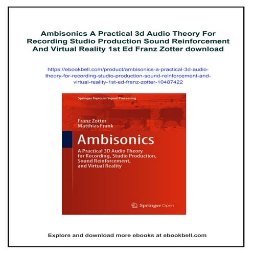 Ambisonics A Practical 3d Audio Theory For Recording Studio Production ...