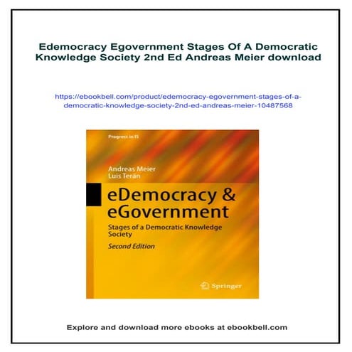 Edemocracy Egovernment Stages Of A Democratic Knowledge Society 2nd Ed Andrea...