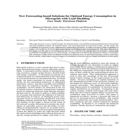 New forecasting-based solutions for optimal energy consumption in microgrids ...