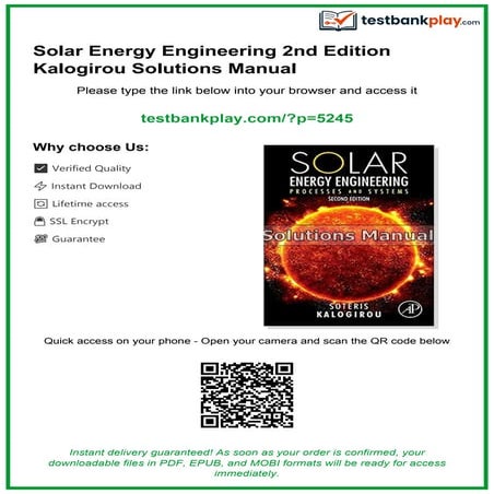 Comprehensive Guide to Solar Energy Engineering Solutions Manual | PDF