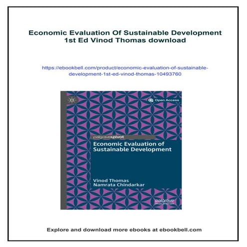 Economic Evaluation Of Sustainable Development 1st Ed Vinod Thomas | PDF