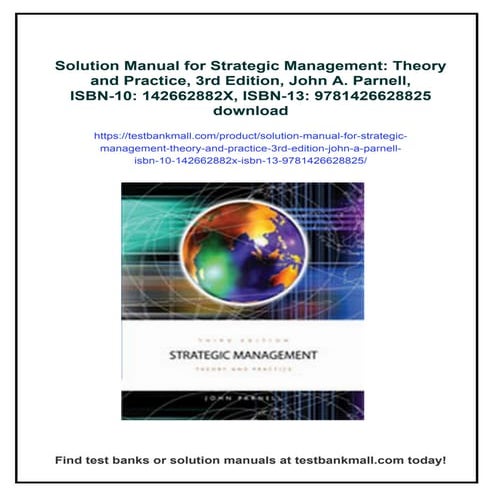 Solution Manual for Strategic Management: Theory and Practice, 3rd Edition, J...