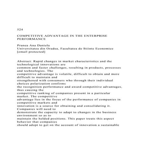 524 COMPETITIVE ADVANTAGE IN THE ENTERPRISE PERFORMANCE .docx