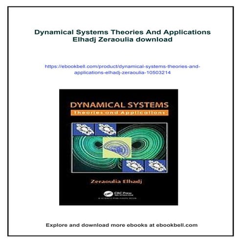 Dynamical Systems Theories And Applications Elhadj Zeraoulia