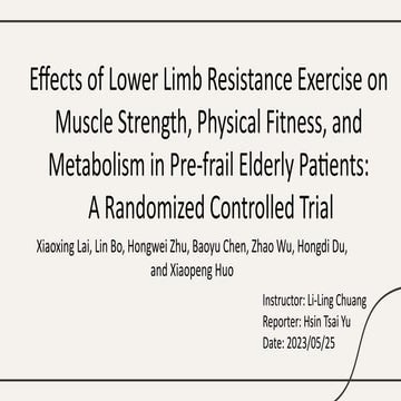 Effects of lower limb resistance exercise on muscle strength, physical fitnes...