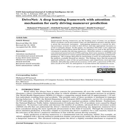 DriveNet: A deep learning framework with attention mechanism for early driving maneuver prediction