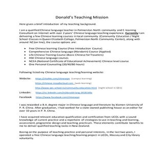 Donald's Teaching Missions