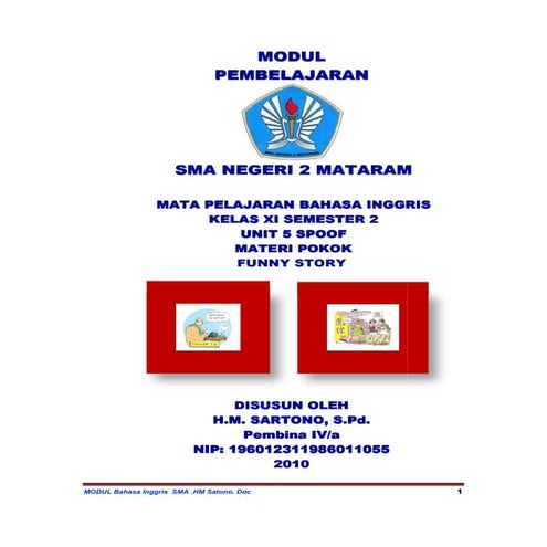 MODUL KLS XI UNIT 5 spoof FUNNY STORY