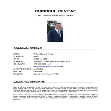 CURRICULUM VITAE - Willie Barry