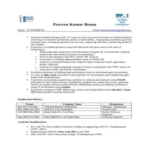 Resume of Praveen
