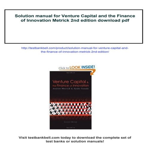 Solution manual for Venture Capital and the Finance of Innovation ...