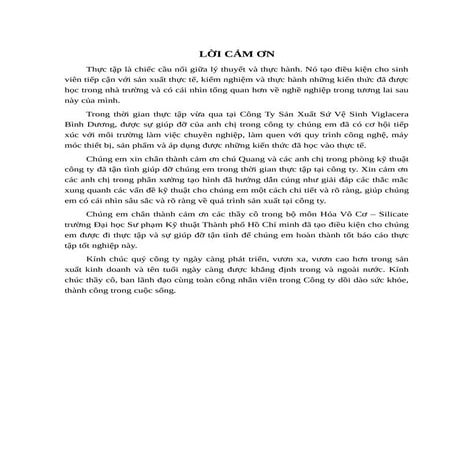 Báo cáo thực tập công ty sứ vệ sinh Viglacera Bình Dương