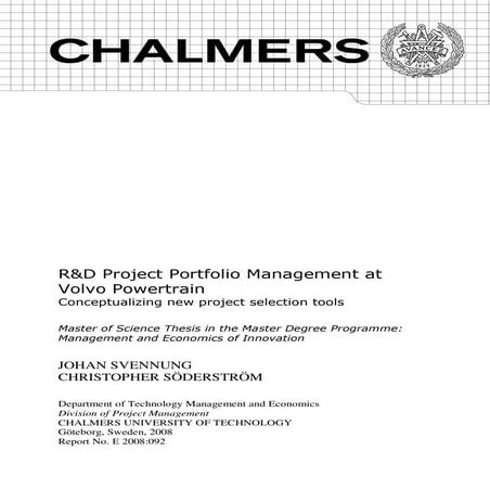 R&D Project Portfolio Management at Volvo Powertrain (2008) | PDF
