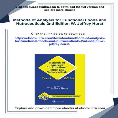 Methods of Analysis for Functional Foods and Nutraceuticals 2nd Edition ...