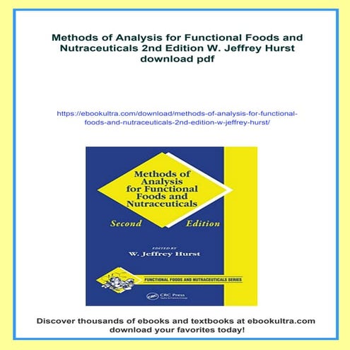 Methods of Analysis for Functional Foods and Nutraceuticals 2nd Edition ...