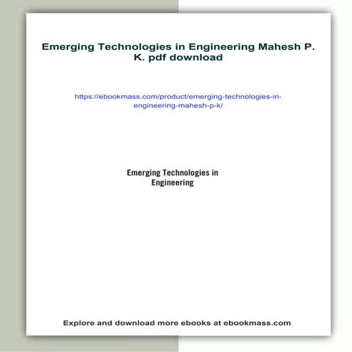 Emerging Technologies in Engineering Mahesh P. K.