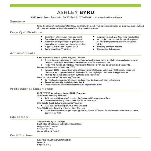 Ashley Byrd Resume