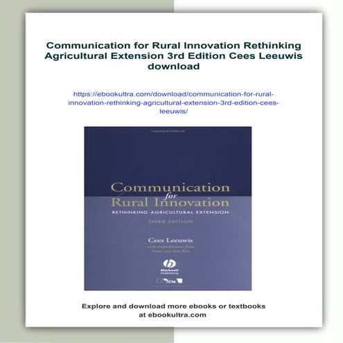 Communication for Rural Innovation Rethinking Agricultural Extension ...