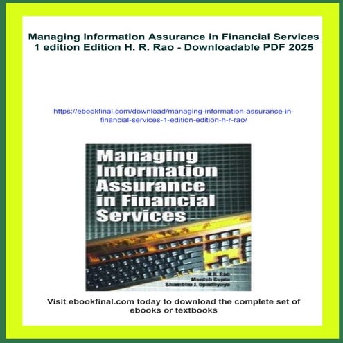 Managing Information Assurance in Financial Services 1 edition Edition H. R. Rao