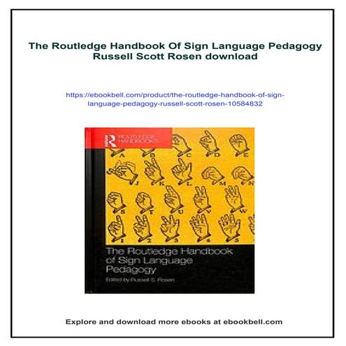 The Routledge Handbook Of Sign Language Pedagogy Russell Scott Rosen