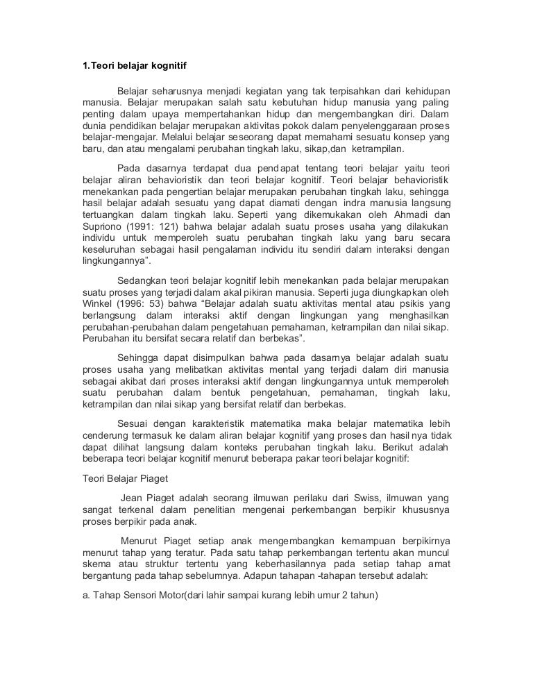 52942980 Teori Belajar Kognitif