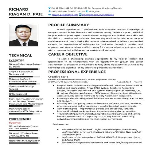 RICHARD RIAGAN D. PAJE-RESUME
