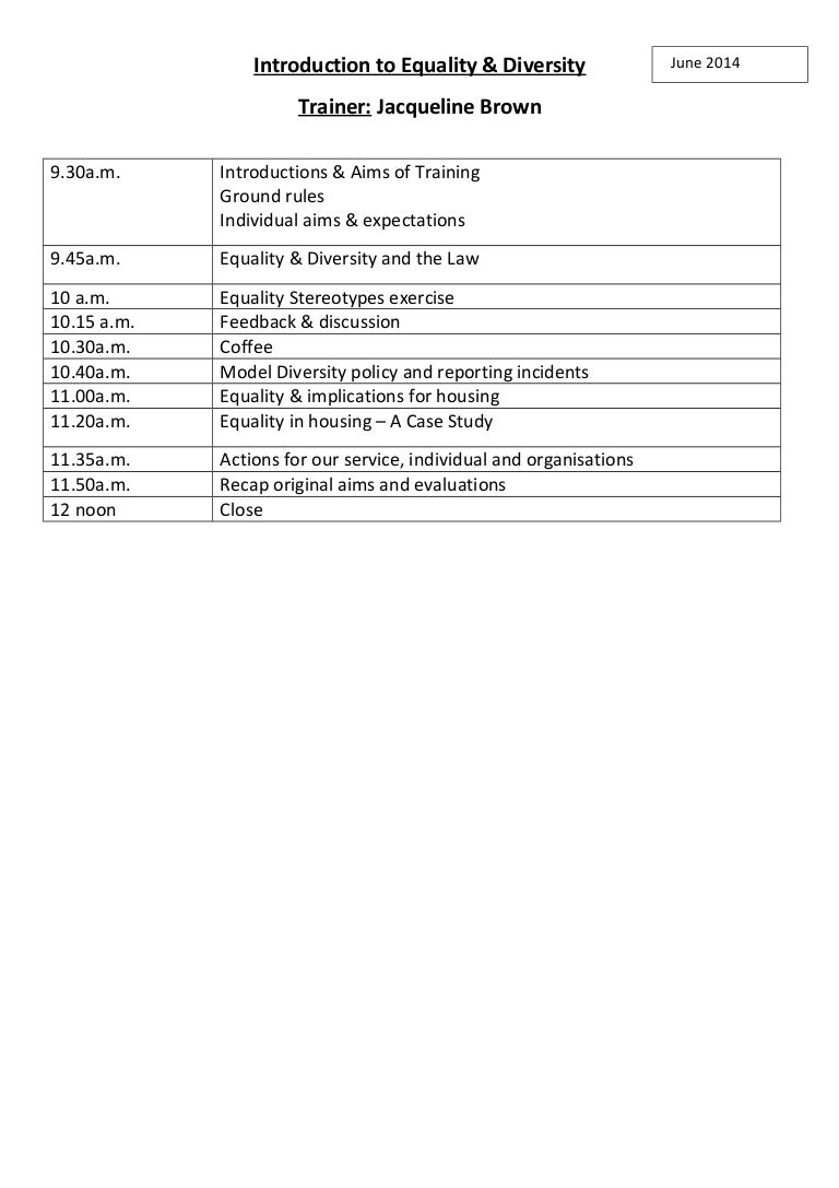 Outline of Diversity training