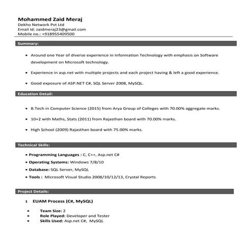 current Curriculum Vitae