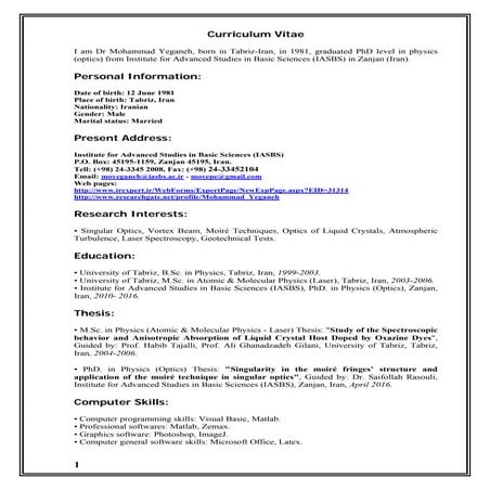 CV M.Yeganeh, en