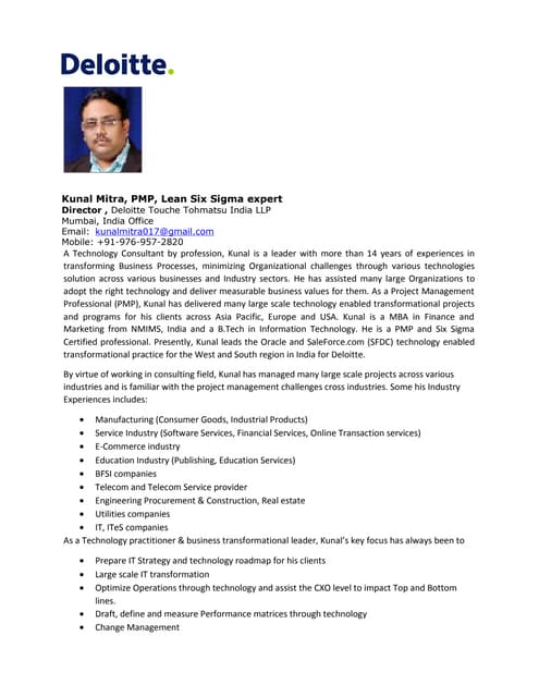 Kunal Mitra, Pmp presentations