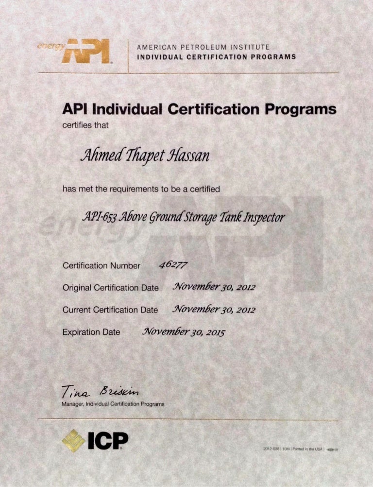 API 653 Cert
