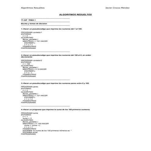 52 ejercicios resueltos en pseudocodigo