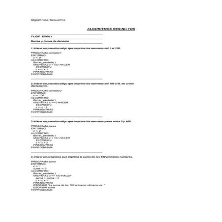 52 ejercicios resueltos en pseudocodigo