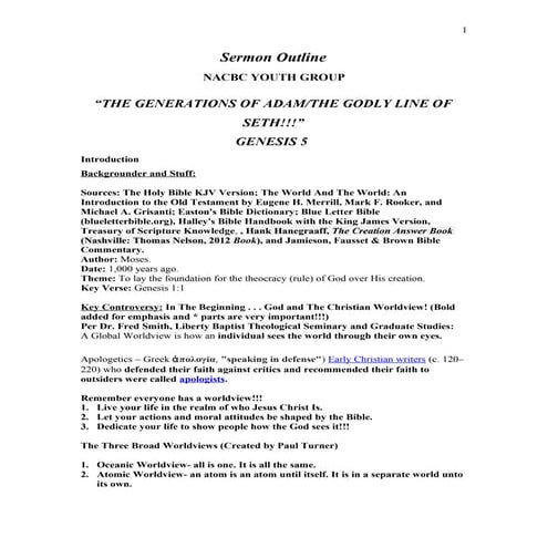 Sermon Outline Genesis 5 NACBC