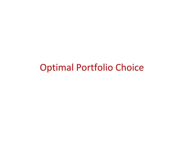 Optimal Portfolio Choice